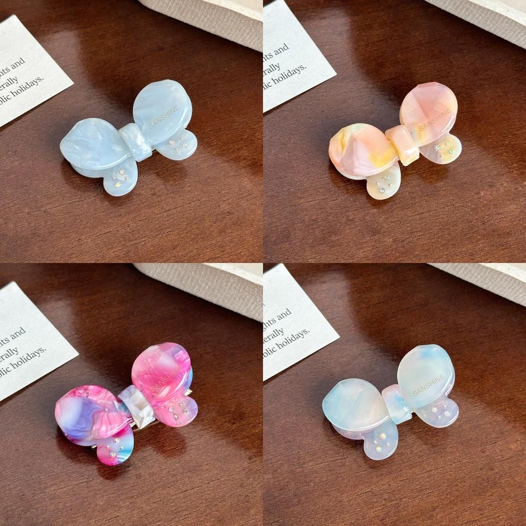 Trendy Rhinestone-encrusted Butterfly Duckbill Hair Clip In Dreamy Blue And Purple Color For Women