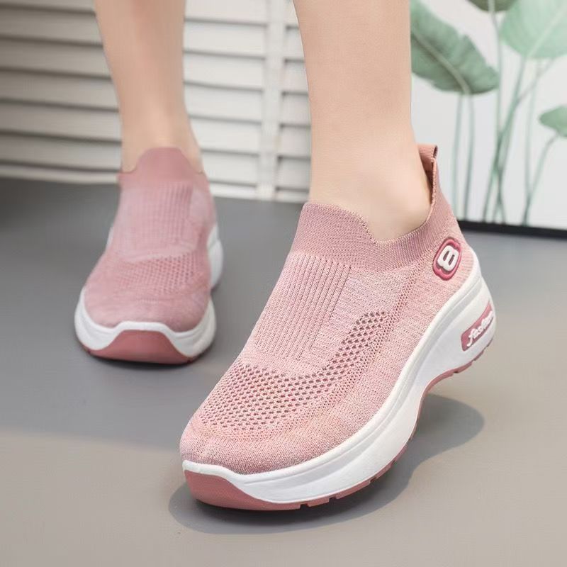 soft-soled shoes breathable fly-woven shoes platform-soled sports shoes casual shoes versatile height-increasing shoes
