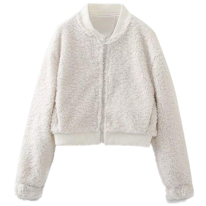 

Fashion Style Fall and Winter New Arrival Women s Clothing Long Sleeves O-neck Short Pilot Jacket Outwear 4341755 712 White L