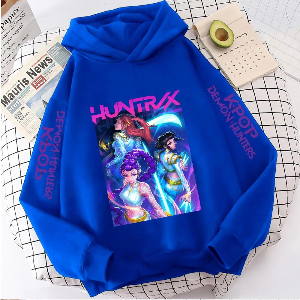 Korean Popular Demon Hunter Children's Hoodie Casual Girl Clothing Autumn and Winter Cute Cartoon Warm Children's Clothing