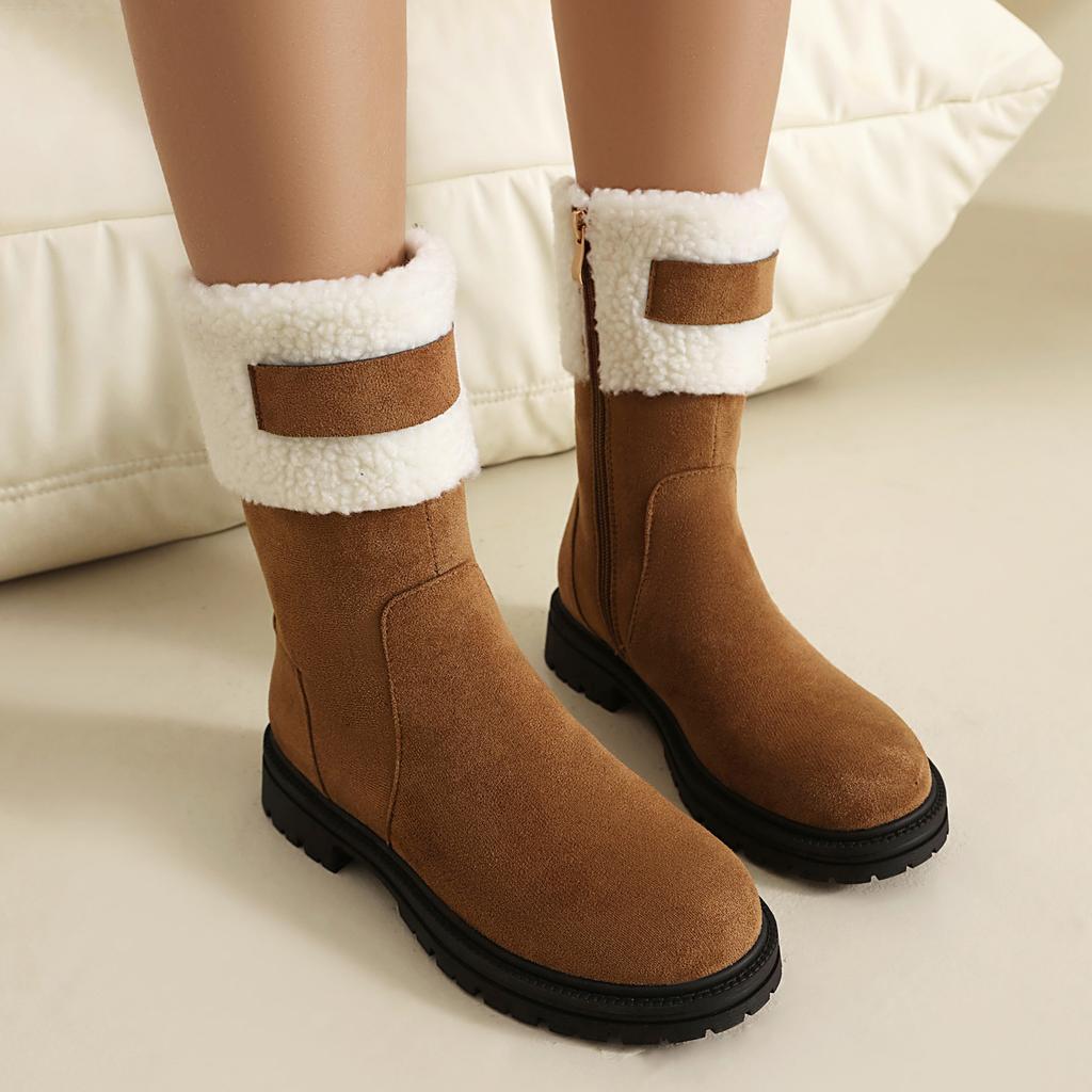Women's Snow Boots, Comfortable and Warm In Autumn and Winter, Thick Heel Low Heel Large Size Plush Short Boots