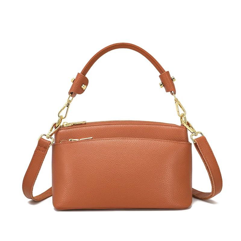 Women Cowhide Genuine Leather Shoulder Bag Lady Luxury Designer Fashi Retro Bags Female Cow Real Leather Handbag for Ladies