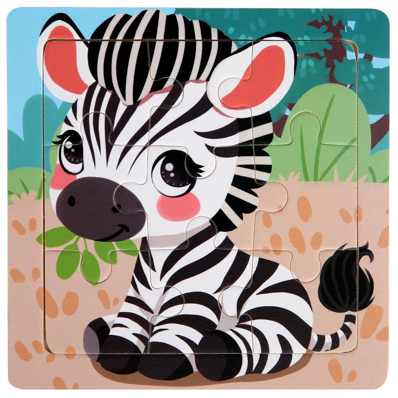 11cm Children Wooden Jigsaw Puzzle Games Cartoon Animal Vehicle Pattern Wooden 3d Puzzle Montessori Educational Toys
