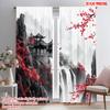 2pcs,2D Plane Printing Print Curtains Cherry Blossom Fortress Polyester (without Rod) Decorations Outdoor Ldeal for Bedroom,