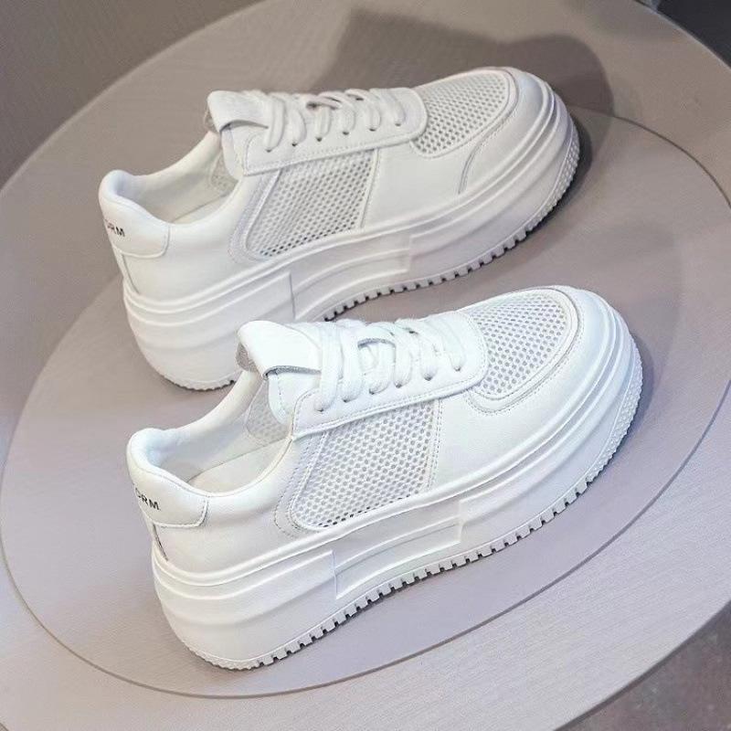 

Платформенные белые женские туфли 2025 весна и осень новая корейская версия многолетние повседневные женские туфли студенческие повседневные кеды 40