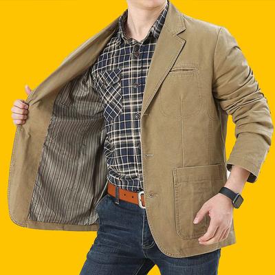 Abito casual da uomo in cotone, giacca, abito grasso, uomo di mezza età, ampio, taglia grande, primavera e autunno, piccolo abito, clip