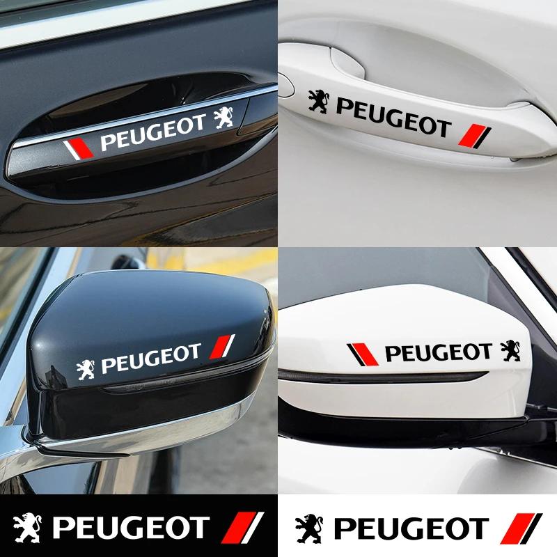 Autocollant de Voiture 4pcs Style de Voiture Poignée de Porte Autocollants Réfléchissants Décoration Vinyle Pour Peugeot 206 207 307 3008 2008 308 407 408 508