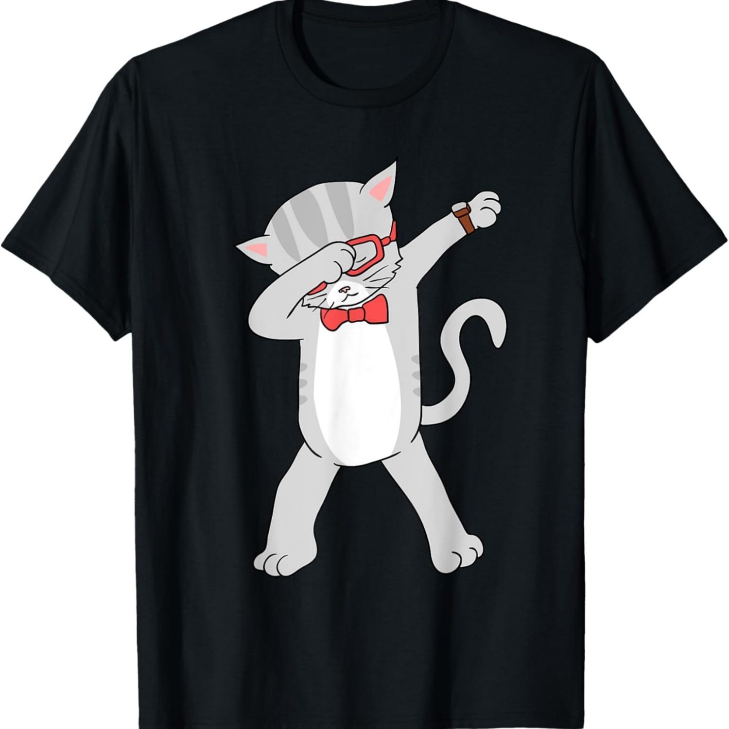 Dabbing Cat T-Shirt Funny Dab Gift Cat Tee Men Women Girls Kids T-Shirt S