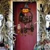 Halloween Gothic Wind Chime Spooky Bell Chime with Pumpkin Lantern Grim Reaper Ghost Black Cat for Porch Window Home Decor
