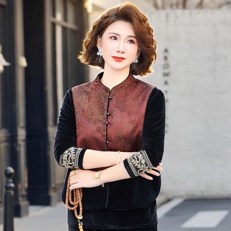 Elegant New Chinese Style Velvet Blend Women's Set