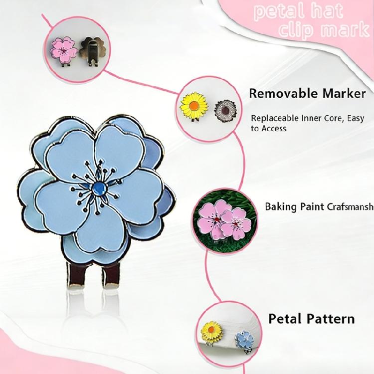 Modischer Blumiger Golfballmarker Magnetischer Hutclip Zinklegierung Zubehör für Golfer Einzigartige Ballmarkierungslösung