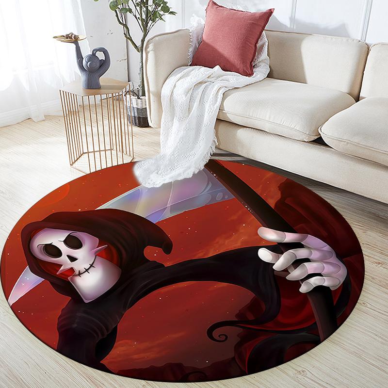 Grim Round Area Rug,Carpet Rug for Living Room Bedroom Sofa Playroom Decor,Non-slip Floor Mat