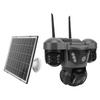 Solar Security Camera Two Way Talk IP66 Rating PIR Motion Detection AI 4G 6K 12MP   HD Triple Lens Solar PTZ Camera for Home
