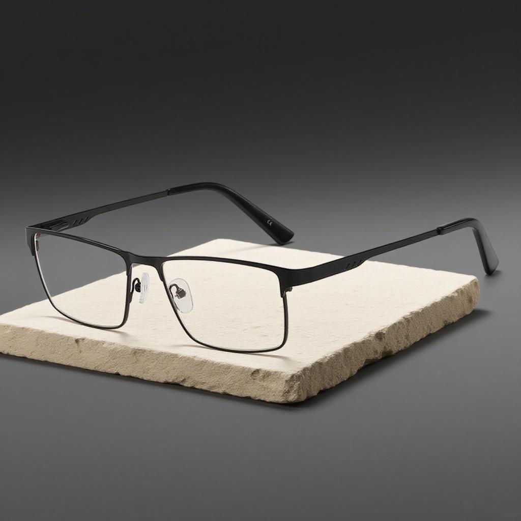 Business Square Metal Large Frame Reading Glasses for Men Elderly Presbyopia Eyeglasses Anti Blue Light Eye Protection Eyewear