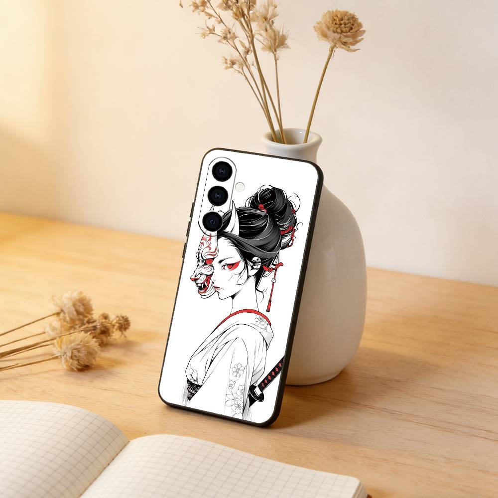 

Samurai Warrior Geisha Phone Case For Samsung Galaxy A73,A72,A71,A70,A53,A52,A51,Others Soft Black Cover Samsung a13 5g
