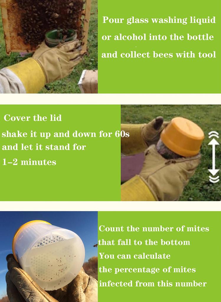 Varroa Mite Monitoring Test Bottle Beekeeping Mite Detection Boxs Beekeeper Apiculture Beekeeping Tools Mite Removal Tool