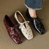 2025 new spring and autumn women's shoes Lace-up Mary Jane female loafers Large-size square-toe formal leather shoes women