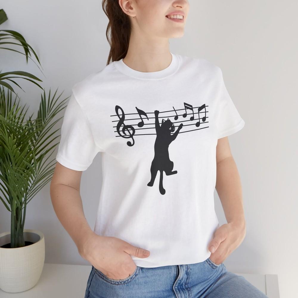 Musical Cat Shirts, Funny Cat T-Shirt, Music Notes Cat, Kitty Shirt, Cats Shirt Unisex T-Shirt S
