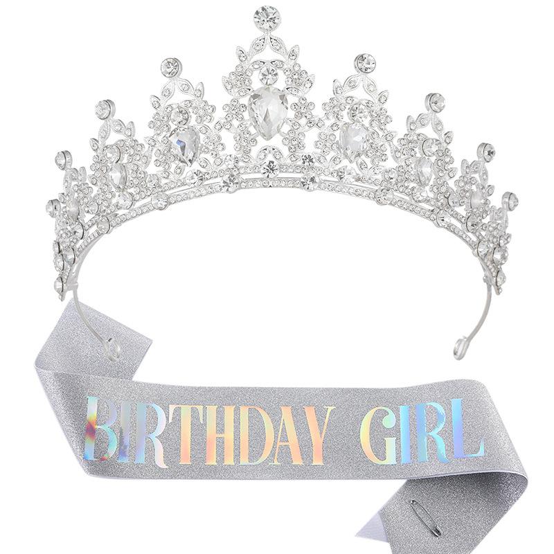 European and American Light Luxury Crystal Crown Hot Diamond Etiquette Belt Birthday Girl Birthday Party Accessories Decoration 2026