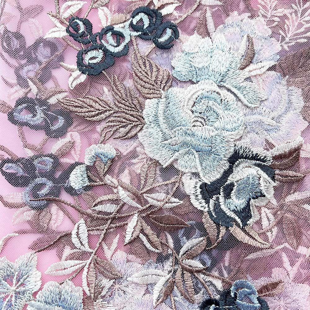 Síťované dno Květinové vyšívané nášivky 3D Květina Svatba Šaty Samolepky Scénické kostýmy