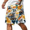 Men Corduroy Drawstring Shorts with Letter Print Relaxed Fit Hawaiian Style Floral Patterned Lightweight Pants