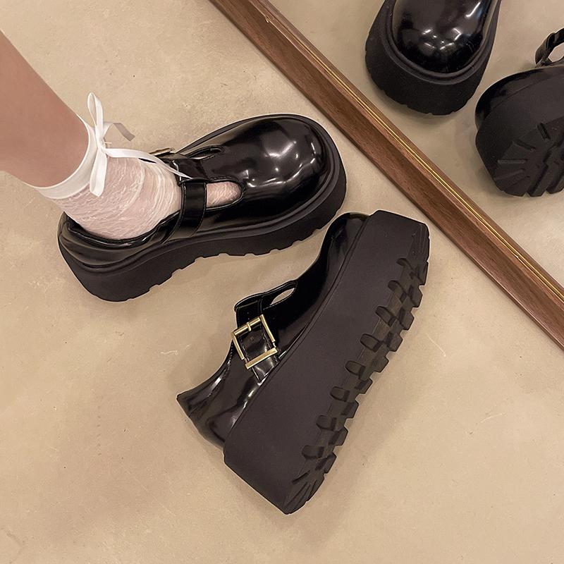 Fashion Aphixta Luxury Leather Women Platform Shoes 7.5cm Chunky Heel Buckle Modern Boots Shoe Wine Red Woman Boats Botines Para Mujeres