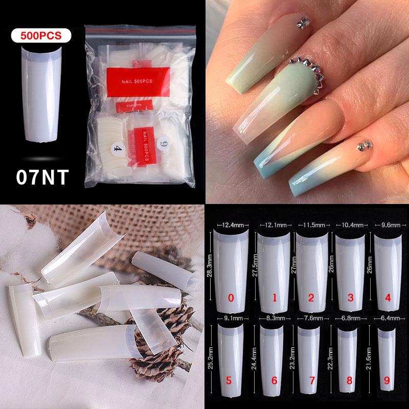 500Pcs/Bagged False Nail Tips Acrylic Practice Nail Capsules Artificial Nails Soft Gel Full Cover Coffin Nail Tips Manicure Tool