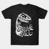 Men Black Print T-shirt Clever Girl Velociraptor Science Fiction Movie No-Cut Transfer Paper Print Cotton Tshirt