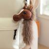 Horse Head Plush Keychain Realistic Equine Toy with Movable Tail Cute Pony Head Bag Charm for Animal Lovers