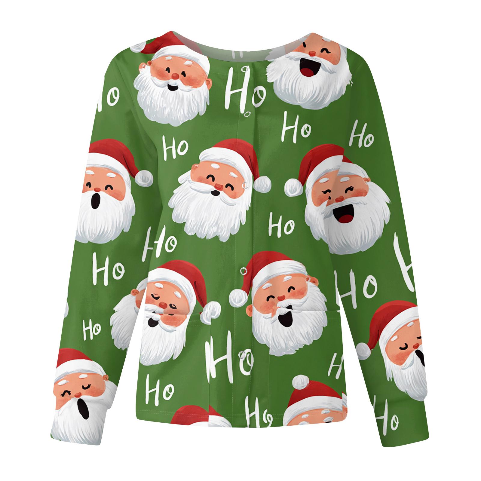 

Женская повседневная модная куртка с длинным рукавом, воротником-стойкой, на одной пуговице, с рождественским принтом, рабочая куртка, топы XXL