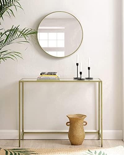 Console Table, Tempered Glass Table, Modern Sofa or Hall Table, Metal Frame, Solid Adjustable Legs, D