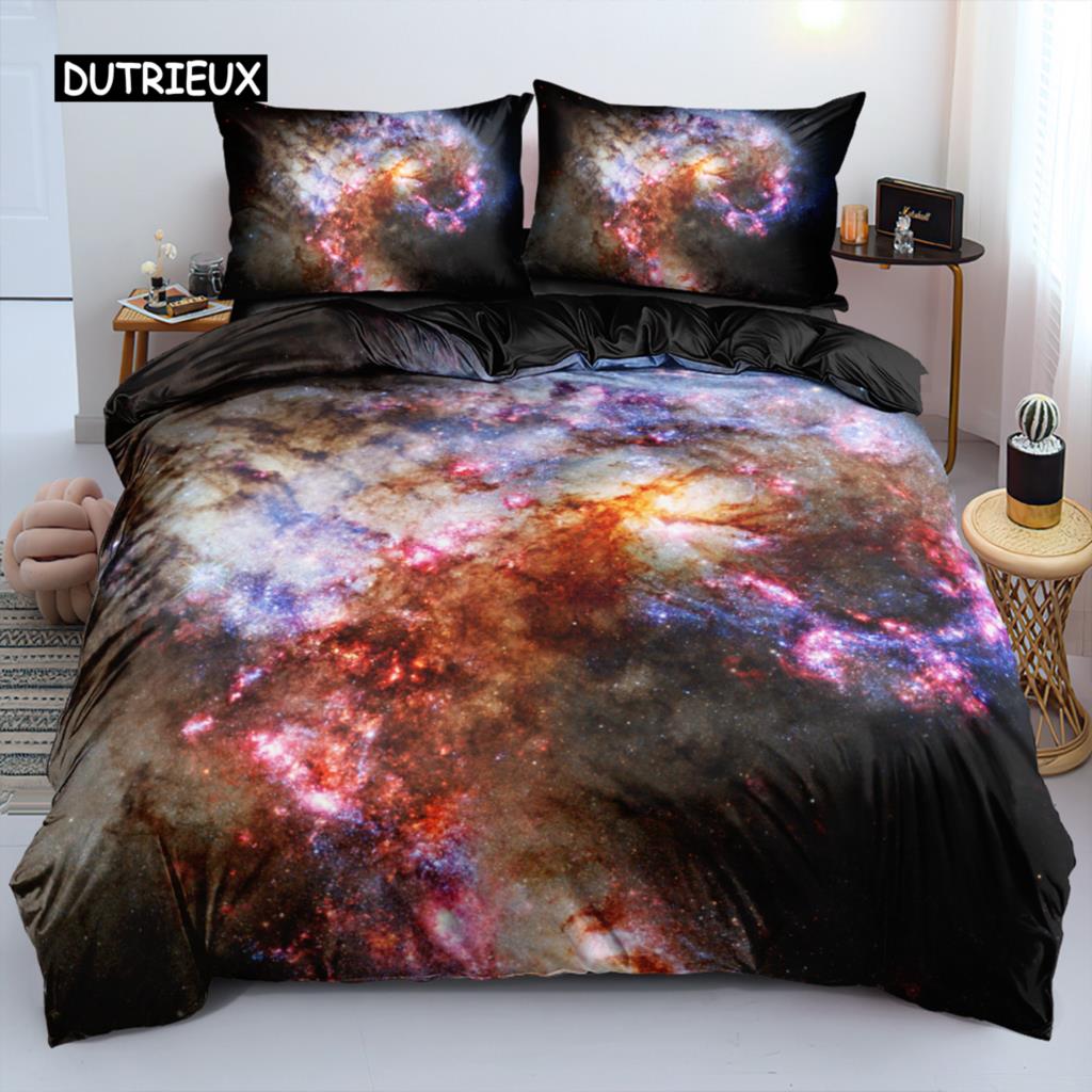 

For Kids Women - Luxury Galaxy Dark Blue Bedding Set Fantasy Starry Sky Duvet Cover Set Shining Stars Starry Sky Comforter Cover EU single(135x200cm)