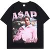 Men's Fashion Portrait Print Hip Hop Cotton Men T Shirt ASAP Vintage Style Short Sleeves for Man or Women