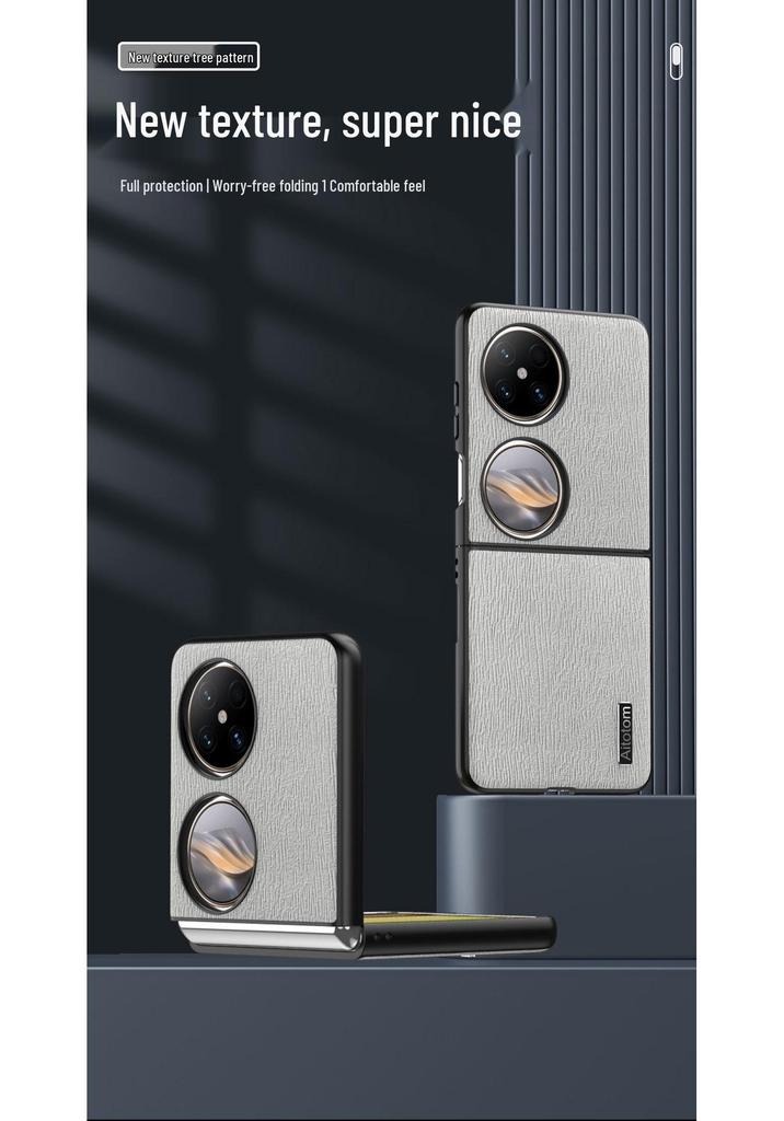 Huawei Pocket 2 P50 Pocket S Foldable Phone Case - Business Full Coverage Bark Texture Protective Cover.