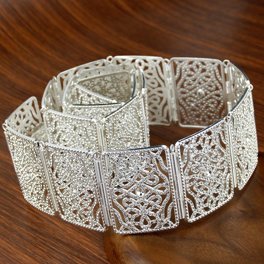 Goldfarbener schicker Kristallgürtel für Frauen, Braut, Hochzeitskleid, Metall-Taillenkettengürtel