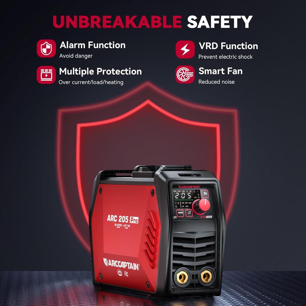 205Amp ARC/Lift TIG Welding Machine with APP Control, Large LED Display, IGBT Inverter for MMA Welding