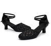 Women's Closed-Toe Latin Dance Shoes, Medium-High Heels, All-Season Indoor Square Dance Footwear