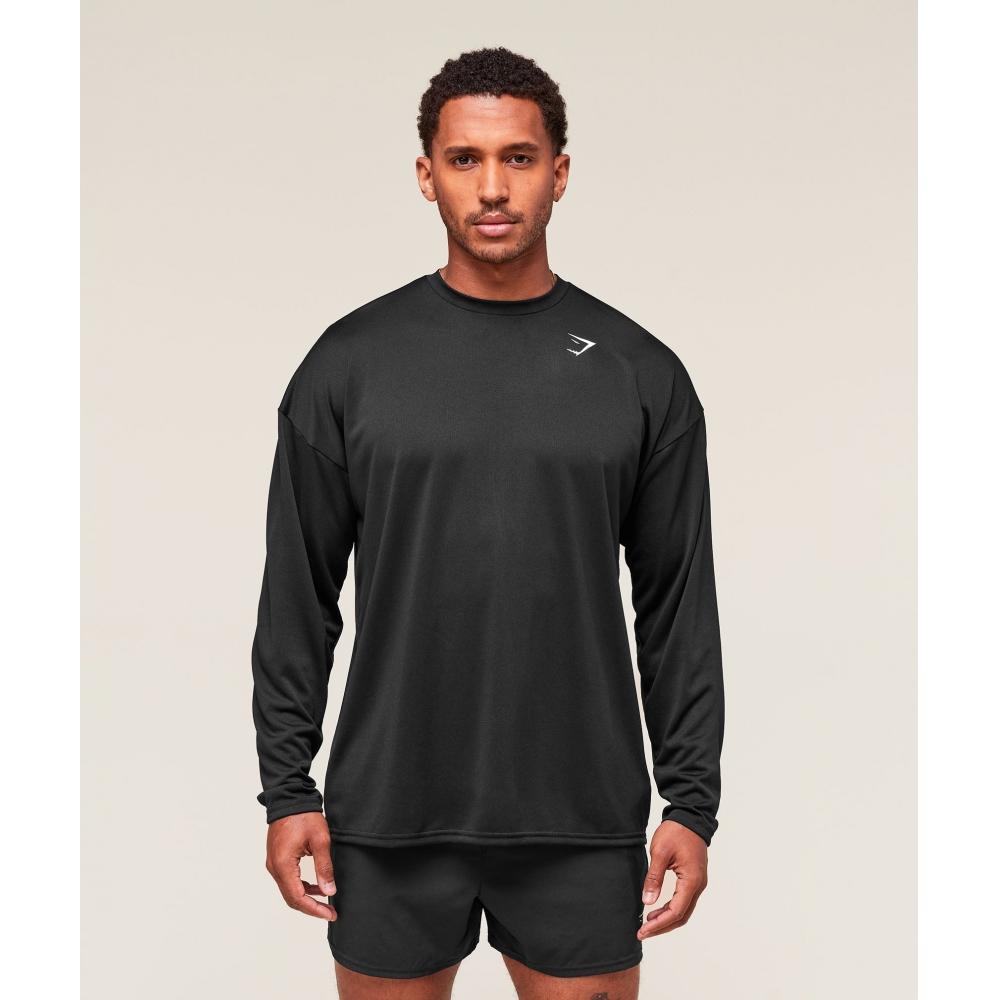 Gymshark Arrival Oversized Long Sleeve T shirT Black A3b4v Bb2j