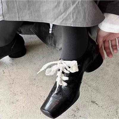 Women Square Toe Chunky Shoes Mid Heels Leather Designer Shoes 2025 Trend Winter Dress Loafers Shoes Pumps New Mujer Zapatillas