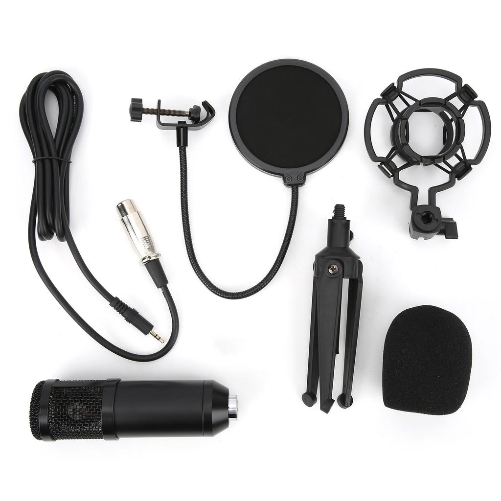 Condenser Microphone 3.5mm Plug with Adjustable Tripod Set Kit for Broadcast Recording