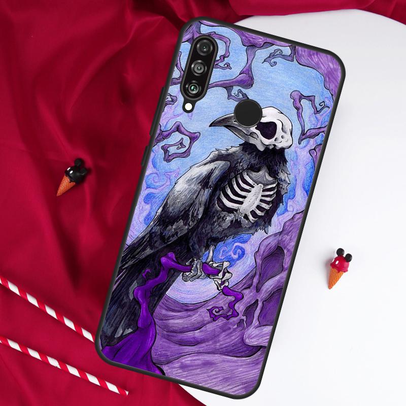 Raven Dark Crow Skull For Huawei Nova 7i 8i 11i 12i 12s 10 9 SE Y90 Y60 Y70 Y72 Y61 Y91 P60 Pro P30 P40 Lite Case