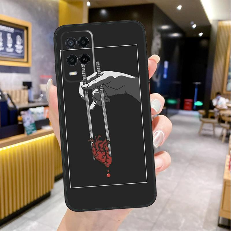 Black Aesthetic Skeleton Digital Case For Oppo A98 A18 A38 A58 A78 A60 A80 A40 A96 A76 A16 A94 A74 A54 A15 A17 A57 A77 A5 Pro