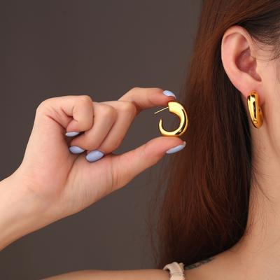 Yousheng Damen-Creolen, Gold/Silber, klobige Ohrringe, dicke Huggie-Creolen, Schmuck für sie, Teenager, Mädchen