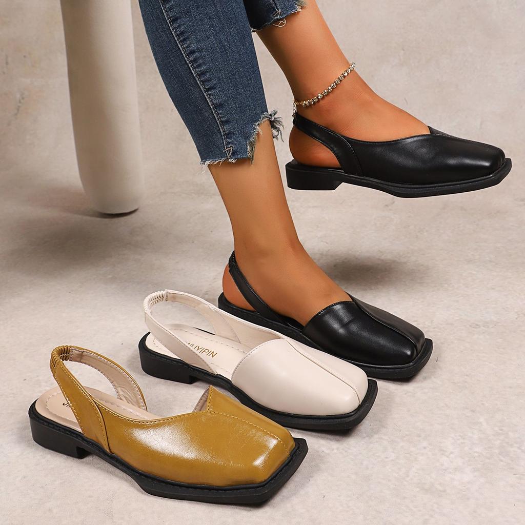 Fashion 2025 Fashion Comfortable Loafers Shoes Summer Edition Baotou Sandals for Women Non Slip Square Head for One Foot Lazy Flats