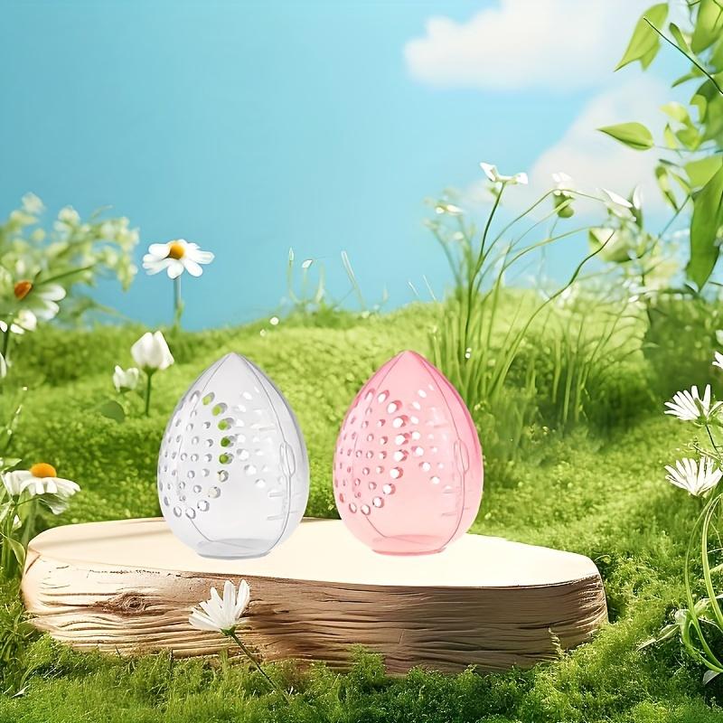 1pc/2pcs Makeup Egg Plastic Storage Box, Egg-shaped Makeup Puff and Sponge Display Rack - Stylish Storage Organizer with Ventilation