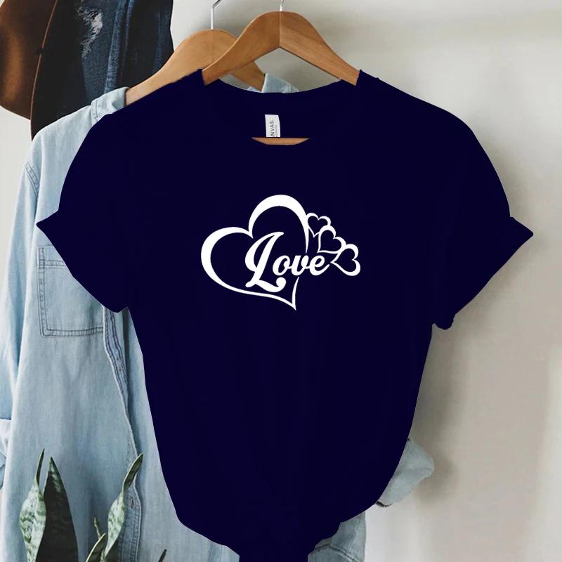 Lover Heart Graphic Summer T Shirts Women Hearts Gift Short Sleeve Tshirt Round Neck Classic Tops Lover Heart Essential Tshirt