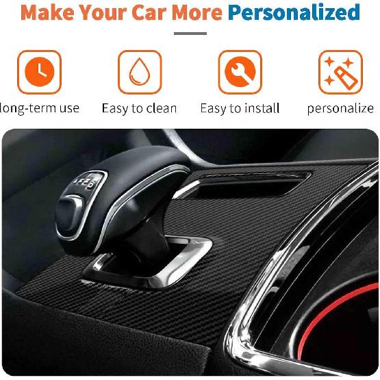 JeCar for Charger Carbon Fiber Interior Center Console Gear Shift Panel Trim for Dodge Charger 2011-2014