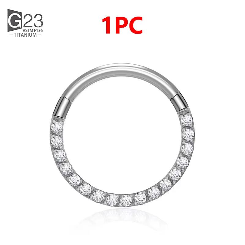 1/10Pcs G23 Titanium 14G/16G/18G Nose Rings Hinged Segment Ear Cartilage Tragus Earrings Hoops Septum Clicker Piercing Jewelry