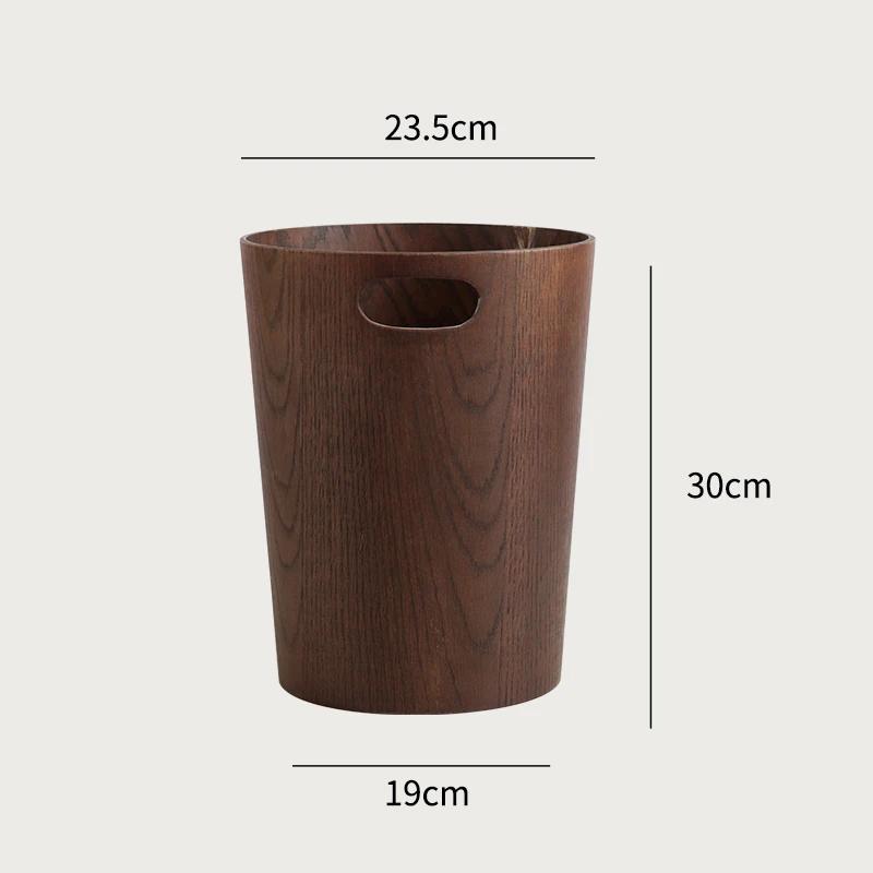 Creative Wooden Trash Can Round Simple Cleaning Tools Garbage Can Home Wastebasket Bathroom Trash Bin Kitchen Waste Storage Bins