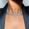 Fashion Jewelry Rectangle Water Drop Shape Cz Cubic Zirconia Irregular Bling Girl Women Necklace
